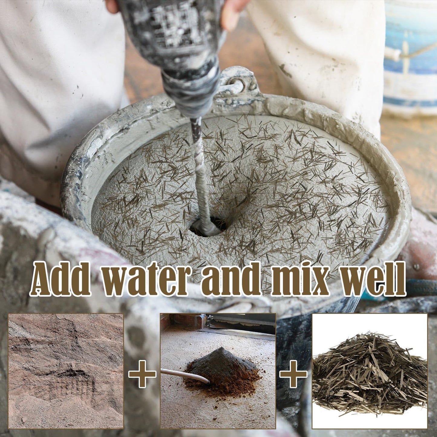 Windyun 9.9lb Basalt Chopped Fibers for Concrete Reinforcement, 19 mm 0.75 Inch Reinforcement Anti Seepage and Anti Crack Fiber Natural Basalt Fiber for Concrete Building Wall Floor