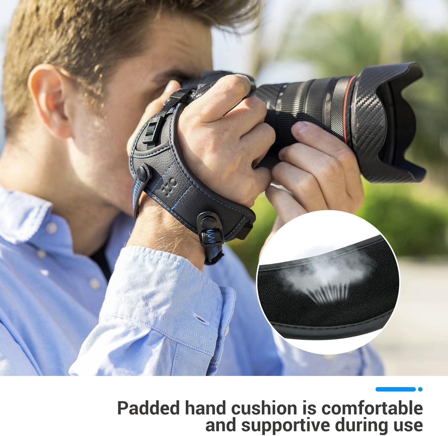 JJC Deluxe Microfiber Camera Hand Strap, Secure Padded Camera Holder Wrist Strap for Canon Nikon Sony Fujifilm Olympus