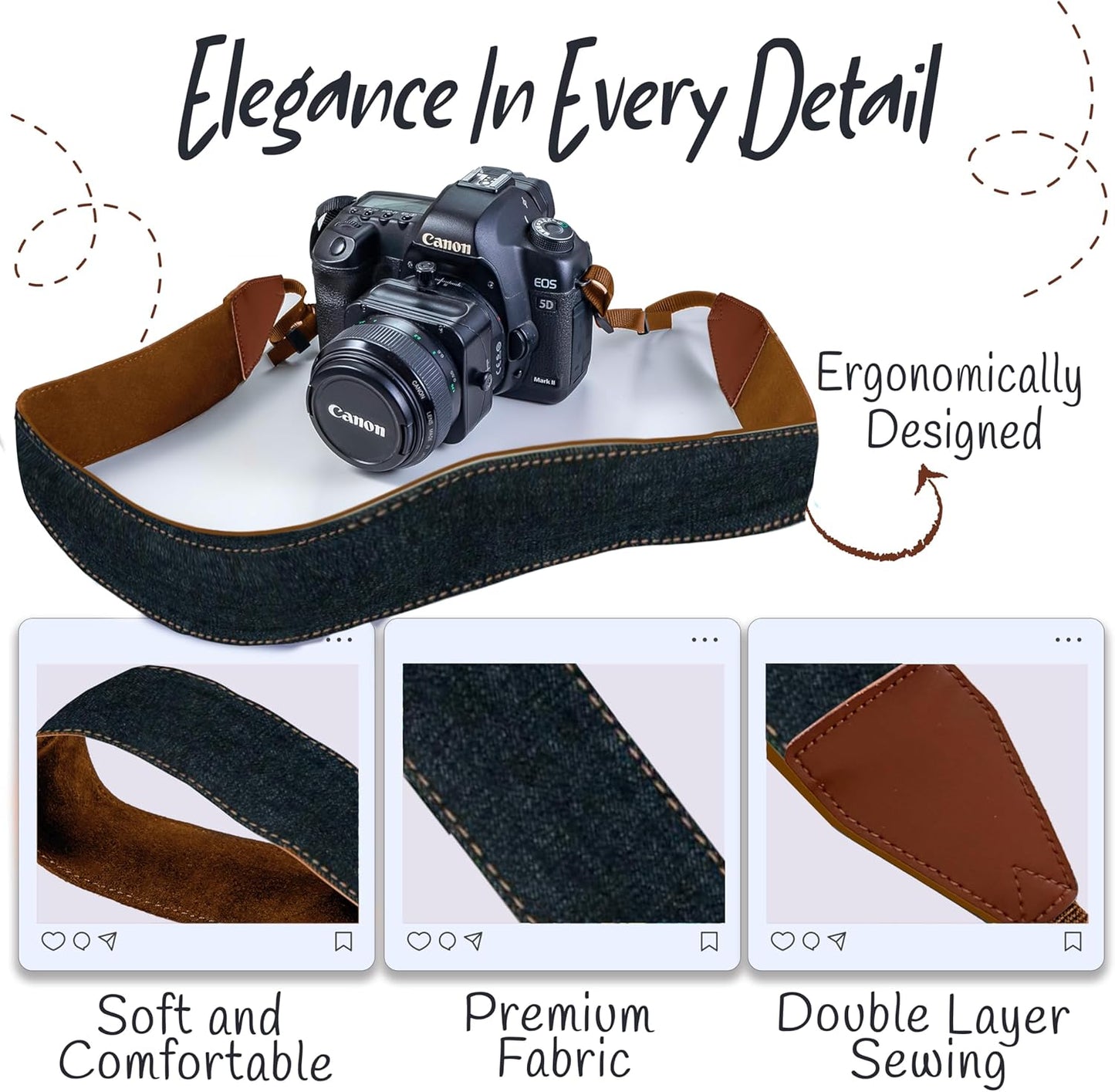 Art Tribute Camera Strap for All DSLR and Mirrorless Cameras. Photographers Strap Neck, Shoulder & Crossbody Camera