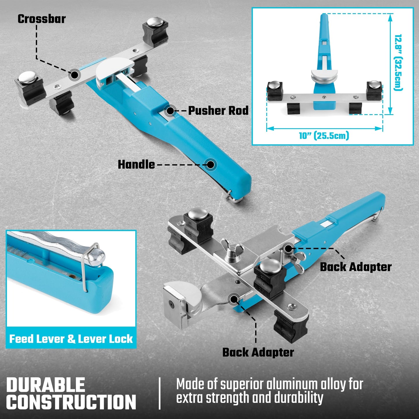 DURATECH Tube Bender Set, 1/4"-7/8" O.D. Ratcheting Pipe Bender with Pipe Cutter and Deburring Tool, 90° Forward/Reverse Pipes Bending Tools for HVAC Air Conditioning Refrigerator Repair