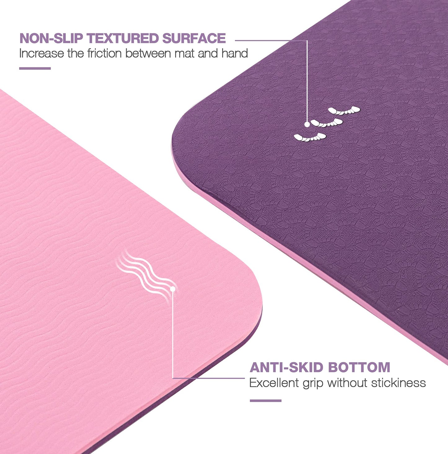 Large Yoga Mat for Men and Women - 6'x4'x6mm, Extra Wide TPE Fitness Mat for Home Gym Workout, Non-Slip, Perfect for Barefoot Exercise (Yoga, Pilates, Stretching, Meditation)