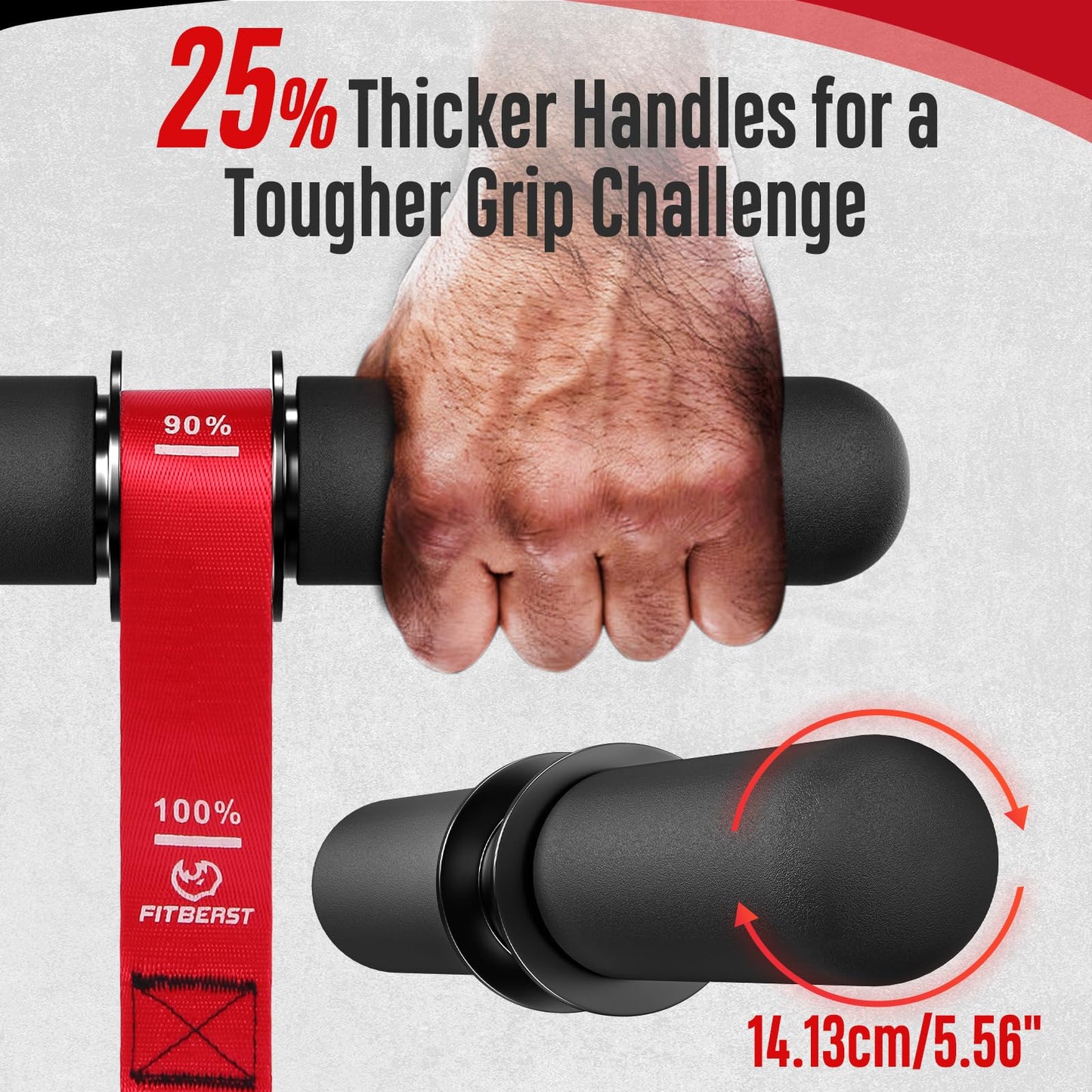 FitBeast Forearm Strengthener & Forearm Exerciser, Wrist Roller with Thicker Handle, Forearm Strength Trainer with Adjustable Strap - Ideal for Grip Strength, Muscle Building, Rehabilitation (Red)