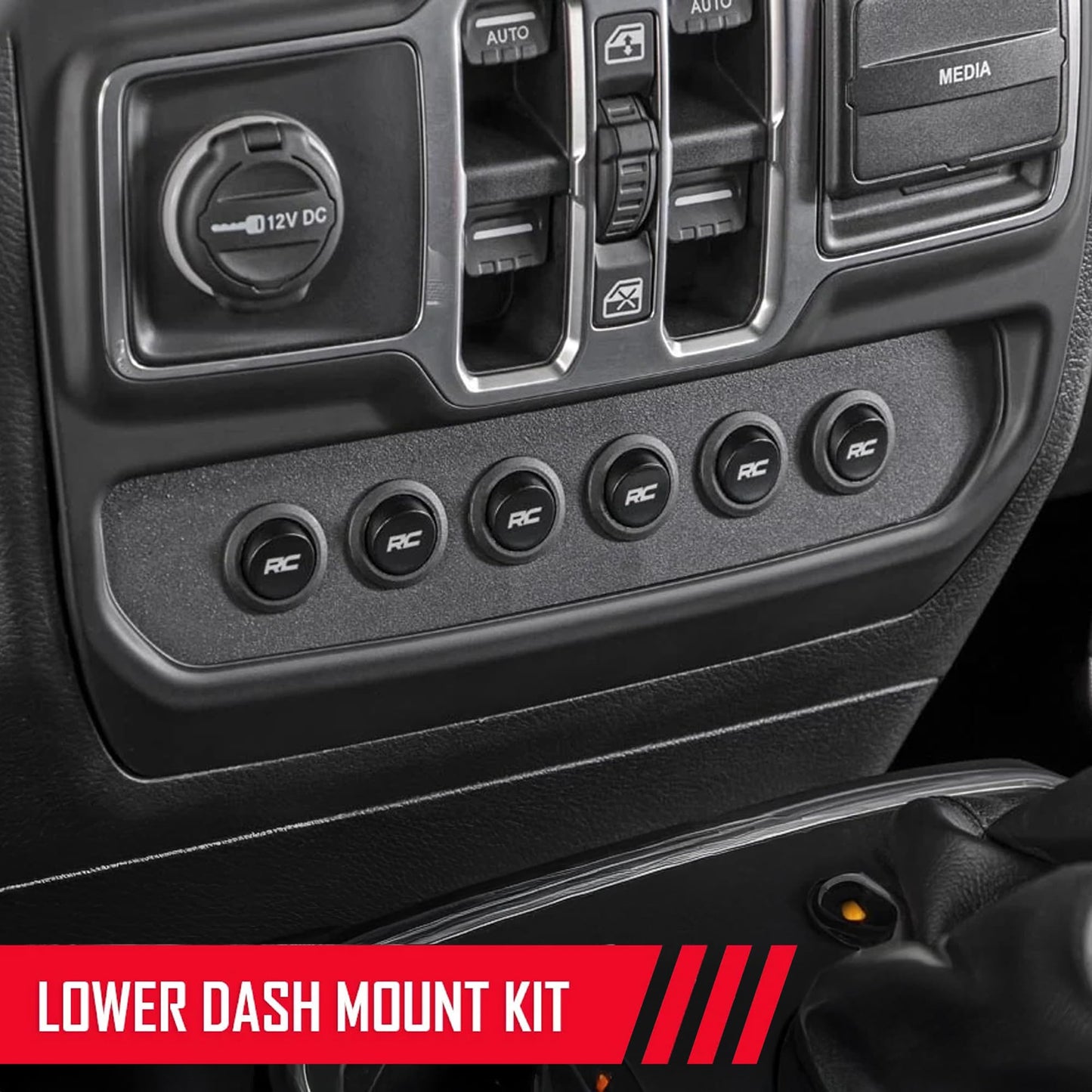 Rough Country 6 Gang Lower Dash Switch Panel & Relay System - MLC-6 Light & Accessory Controller for Jeep Wrangler JL/Gladiator JT (2018-2026)