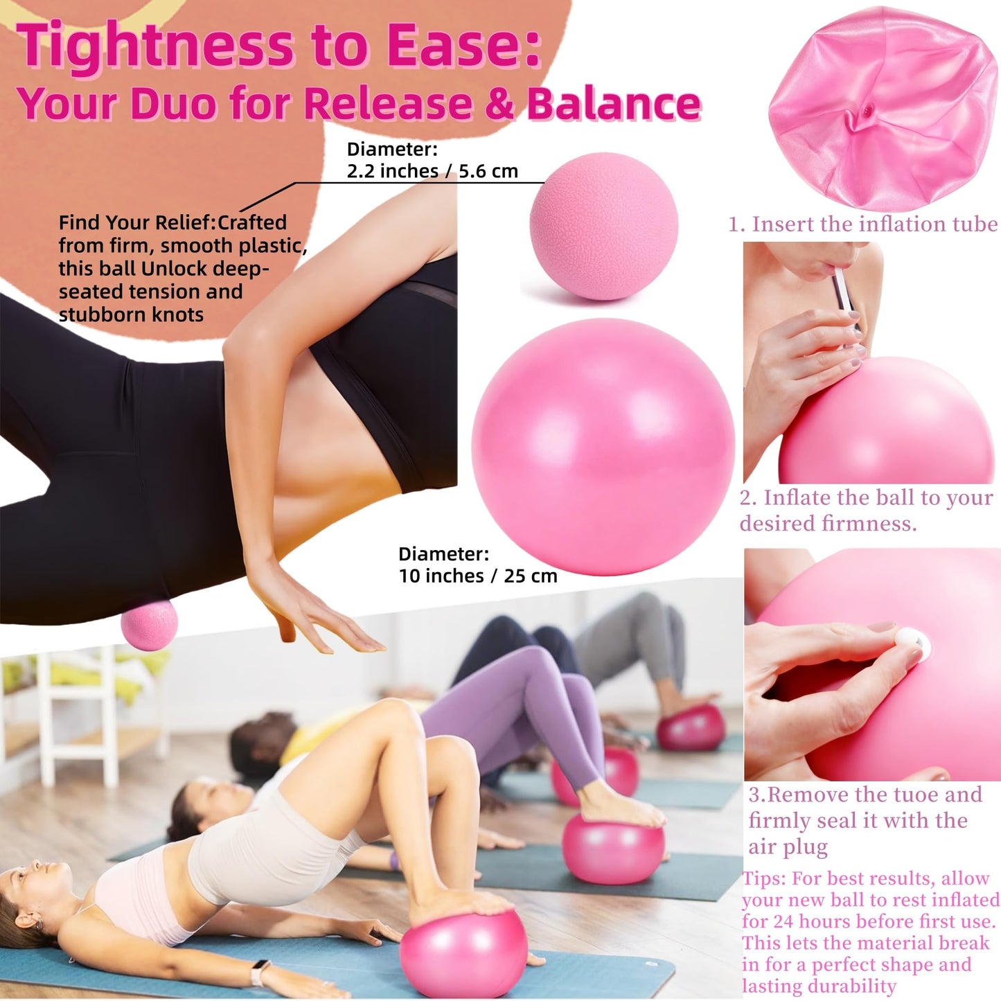 Ypdroy Women Glute Workout Equipment, Hip Thrust Belt for Weights, Booty Bands Exercise Bands Pilates Ball, Glute Workout at Home Pilates Exercise Equipment Kit for Home Gym Fitness Accessories