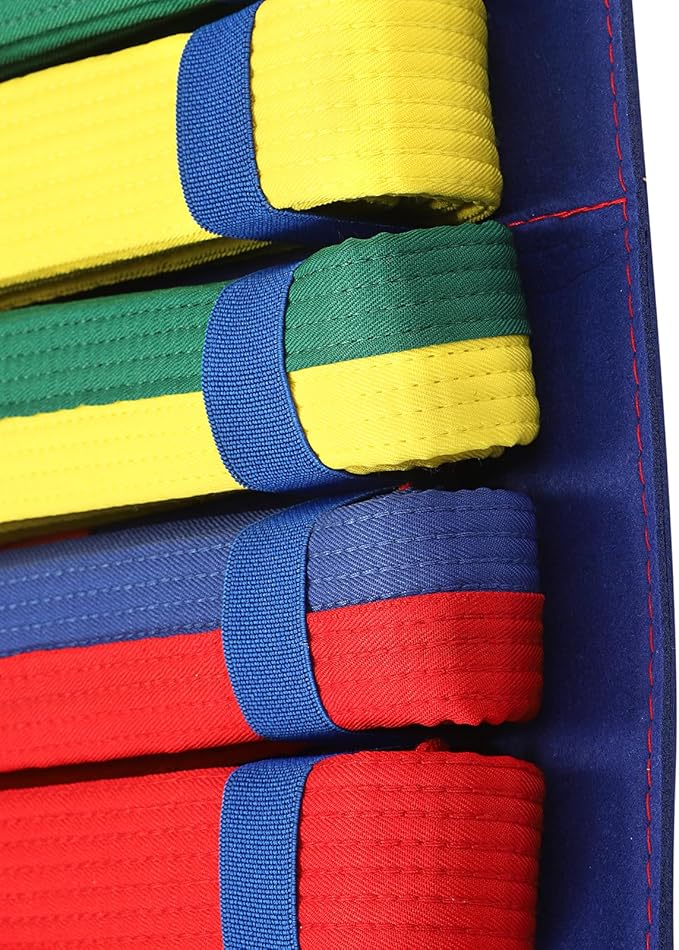 JUXYES Wall Hanging Martial Arts Belts Organizer for 12 Belts, Portable Karate Belt Display Holder, Lightweight Hanging Taekwondo Belt Display Holder for Martial Arts Learner