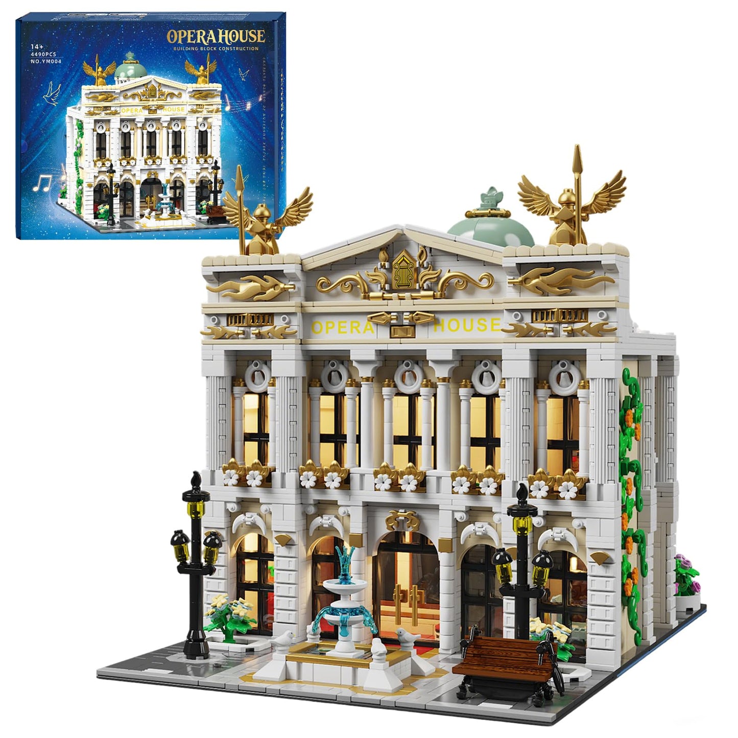 Holexapyd Paris Opera House Modular Building Sets for Adults, European Theater Architecture with Light Kit & 8 Figures, Collectible Club Building with Guitar for Music Lovers Gifts (4490 PCS)