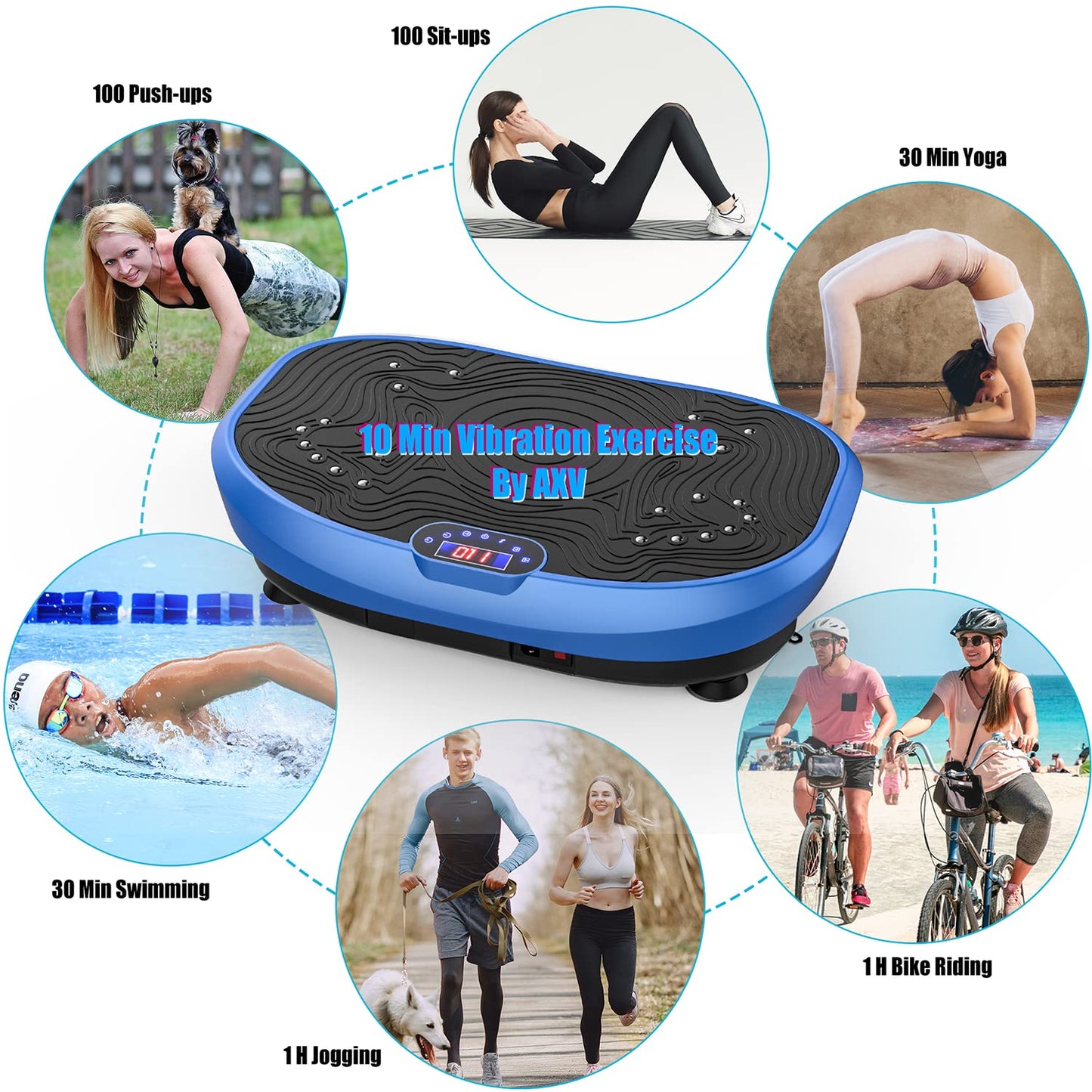 AXV Vibration Plate Exercise Machine Whole Body Workout Music Vibrate Fitness Platform Lymphatic Drainage Machine for Weight Loss Shaping Toning Wellness Home Gyms Workout
