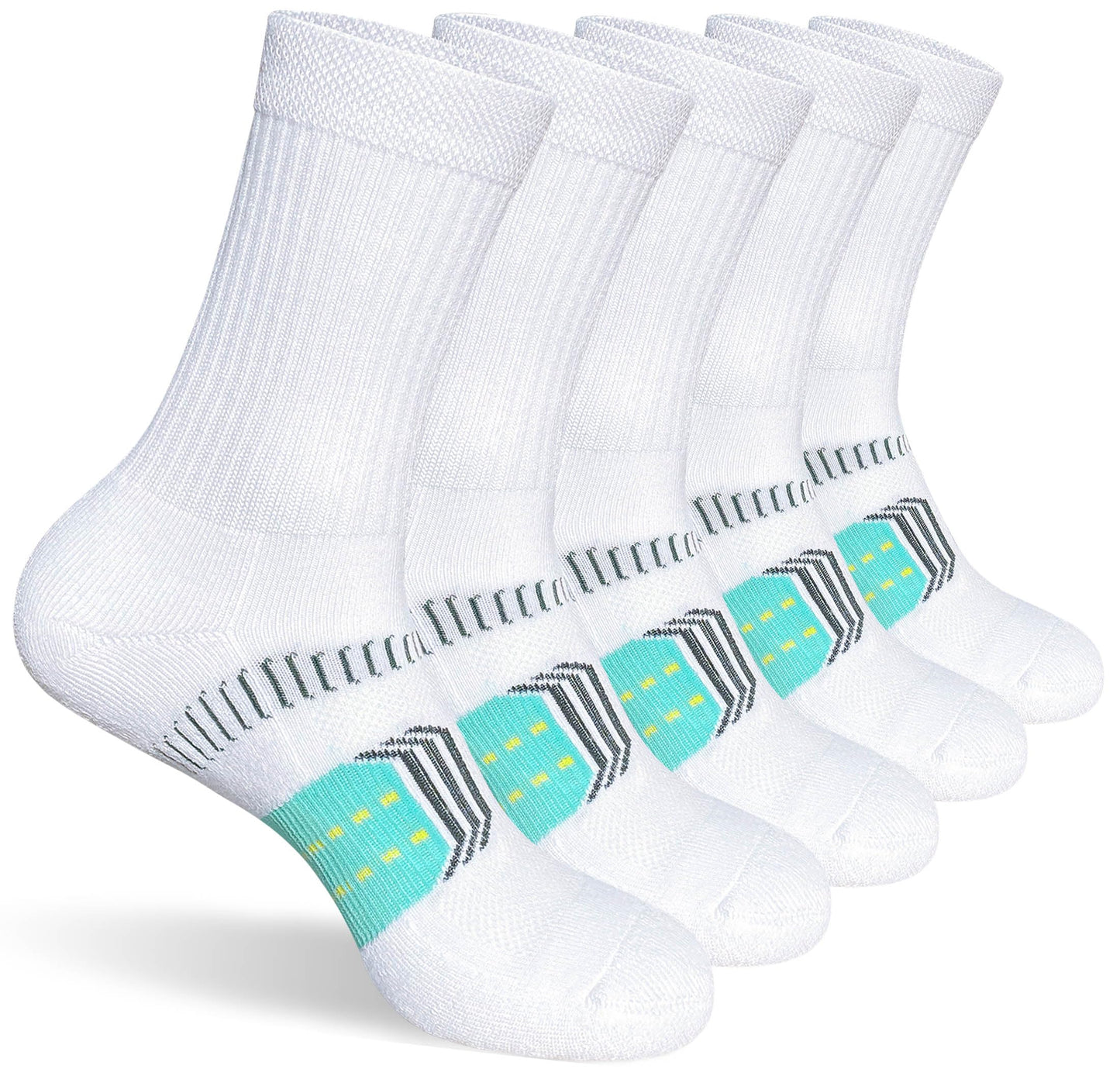 suaskk Womens Cushioned Athletic Running Crew Socks, Breathable Wicking Comfort Hiking Sock 5 Pairs