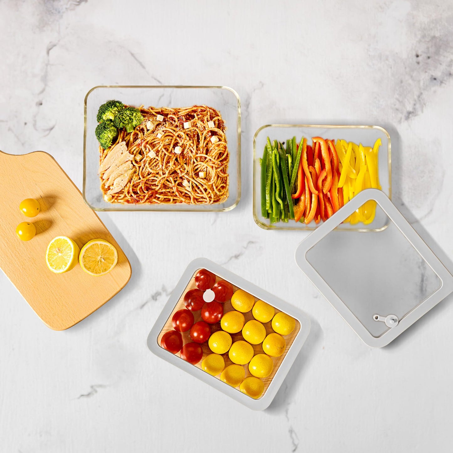 EcoEvo Glass Food Containers with Glass Lid, Microwave Safe Food Storage Container Set, 2 Pack of 87oz, Large Size Airtight Storage Set with Leak Proof Lids, Meal Prep Containers