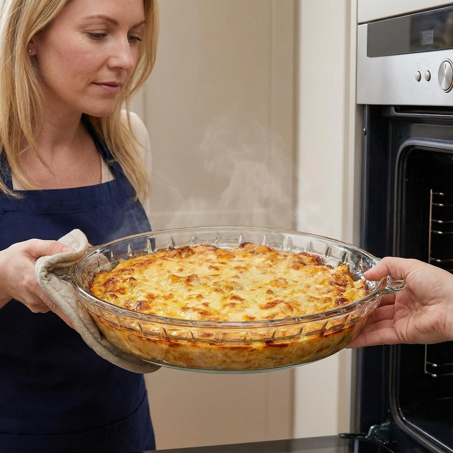2-Pack Glass Baking Dish Set, Round Pie Glass Bakeware Pie Baking Dishes with Handles for Snacks Salads Desserts Dishwasher, Microwave, Freezer & Oven Safe (7 inch)