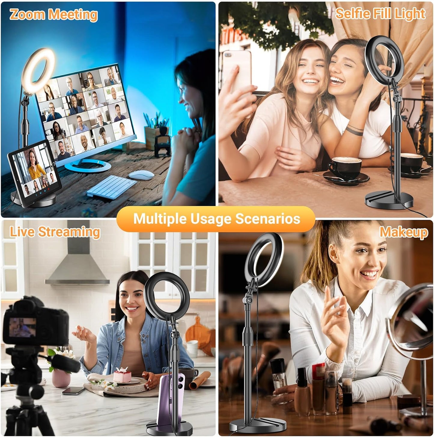 Mionondi 5'' Portable Travel Ring Light for Laptop Zoom Video Conference, Bright Circle Light with Extendable Stand