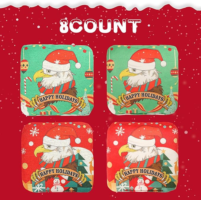 EunHo Cornhole Bags Regulation Dual Sided Set of 8, Professional Cornhole Bean Bags Slick & Sticky Side Bags with Carry Bag