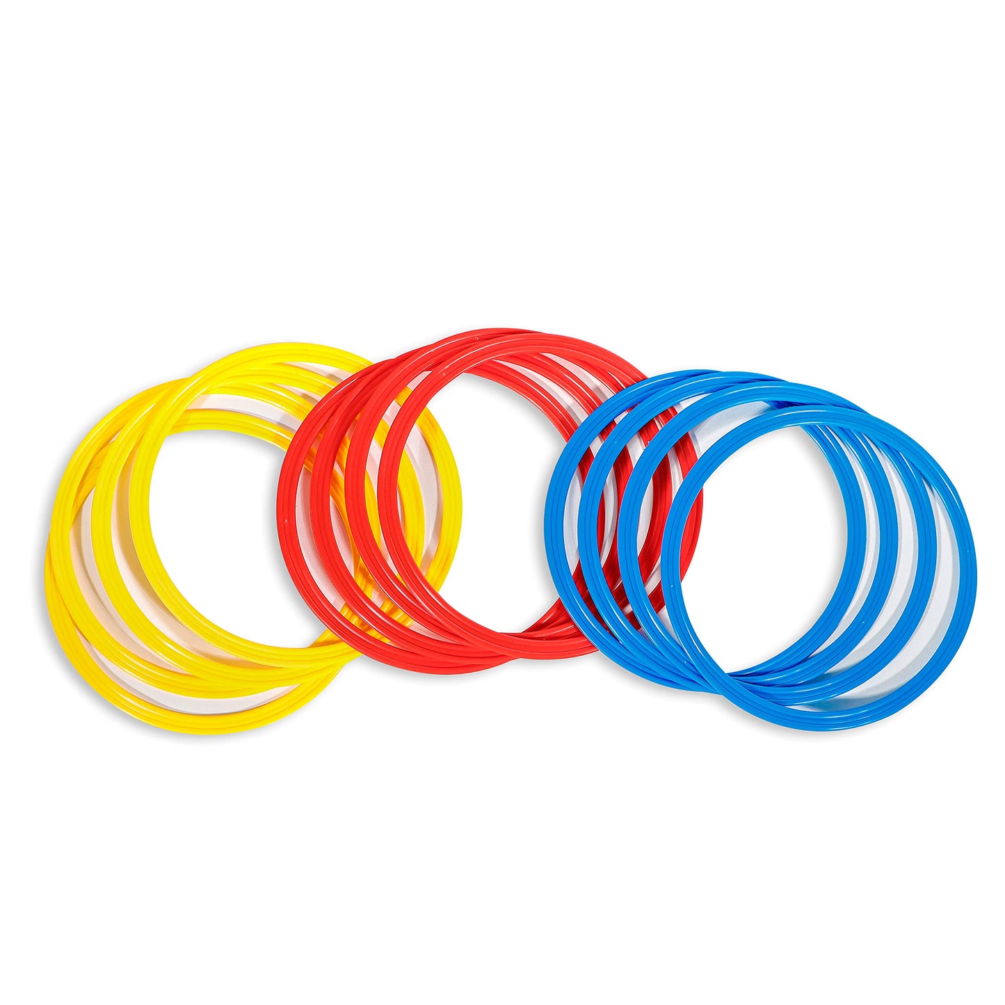 Speed & Agility Training Rings - Set of 12-12" Outer Diameter - with Carrycase - by Trademark Innovations (Red/Yellow/Blue)