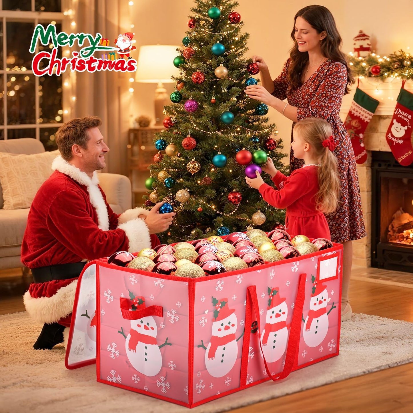 Regine Switzerland Christmas Ornament Storage Box - Waterproof Organizer with Adjustable Dividers | Holds 128 Ornaments
