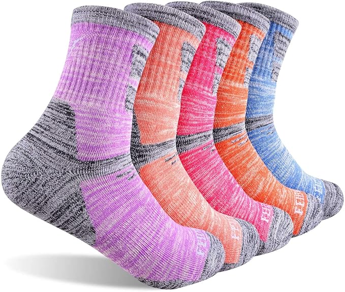FEIDEER Hiking Walking Socks For Women, Multi-pack Outdoor Recreation Socks Moisture Wicking Crew Socks