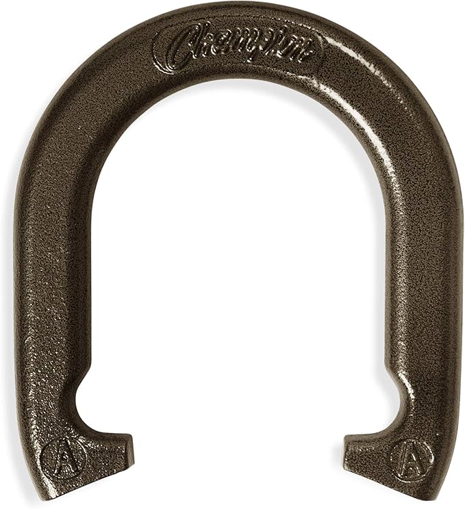 Champion Sports Horseshoe Set: Traditional Outdoor Lawn Game includes Four Professional Solid Steel Horseshoes with Solid Steel Stakes & Carrying Storage Case