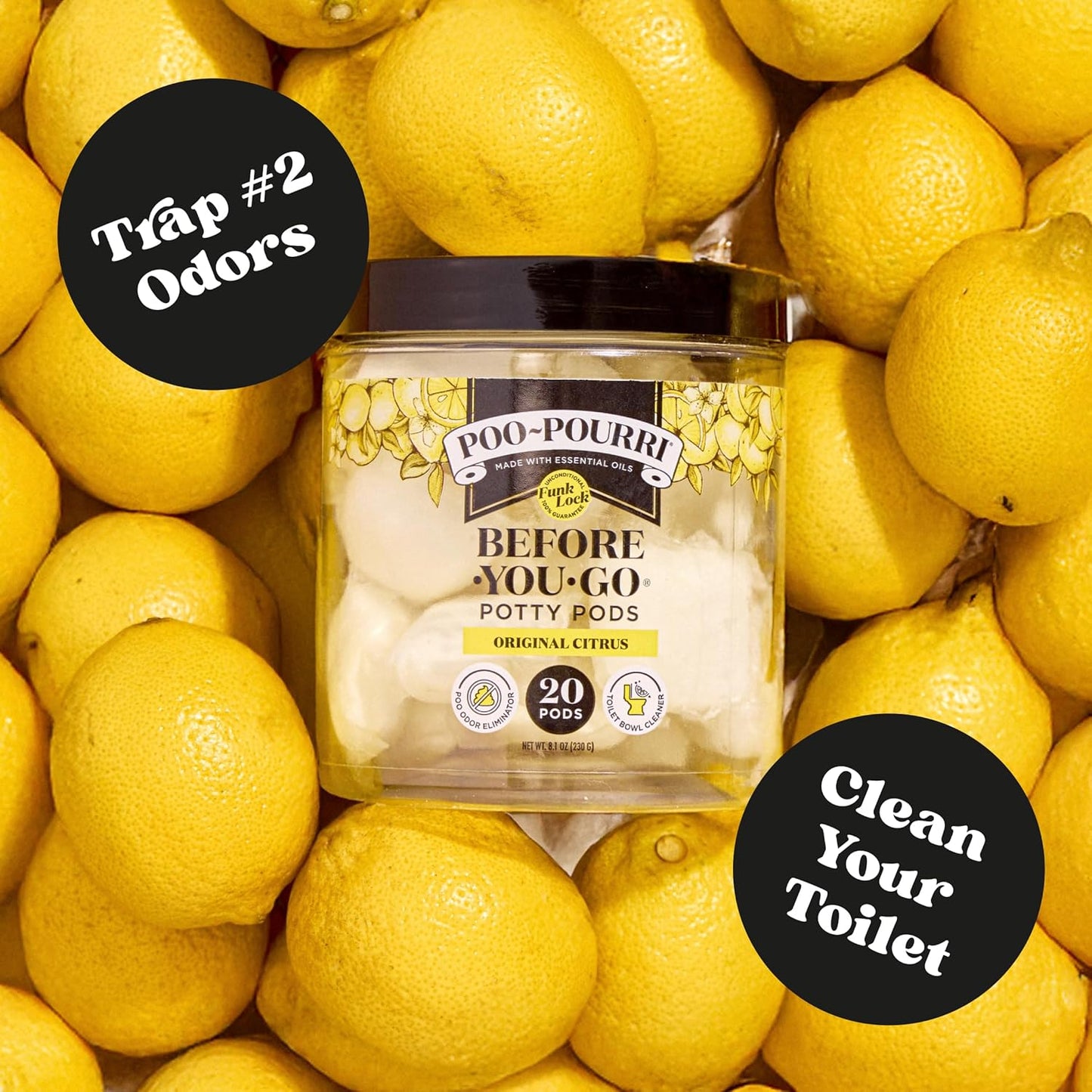 Poo~Pourri Original Citrus Toilet Potty Pods - 2-in-1 Odor Remover & Cleaner - 20ct with Essential Oils