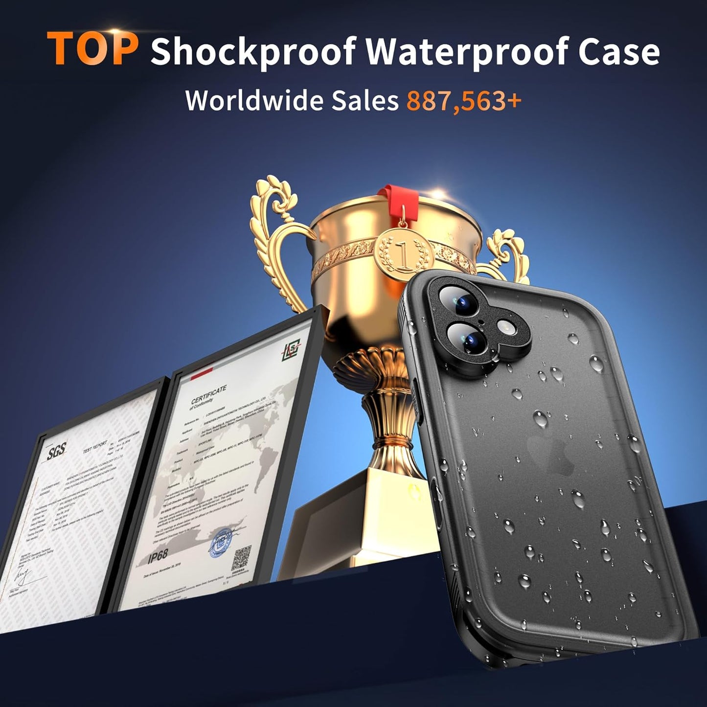 Cozycase 17 360 IP68 TOP Waterproof Case for iPhone - Military Heavy Duty Shockproof Full Body with Screen Camera