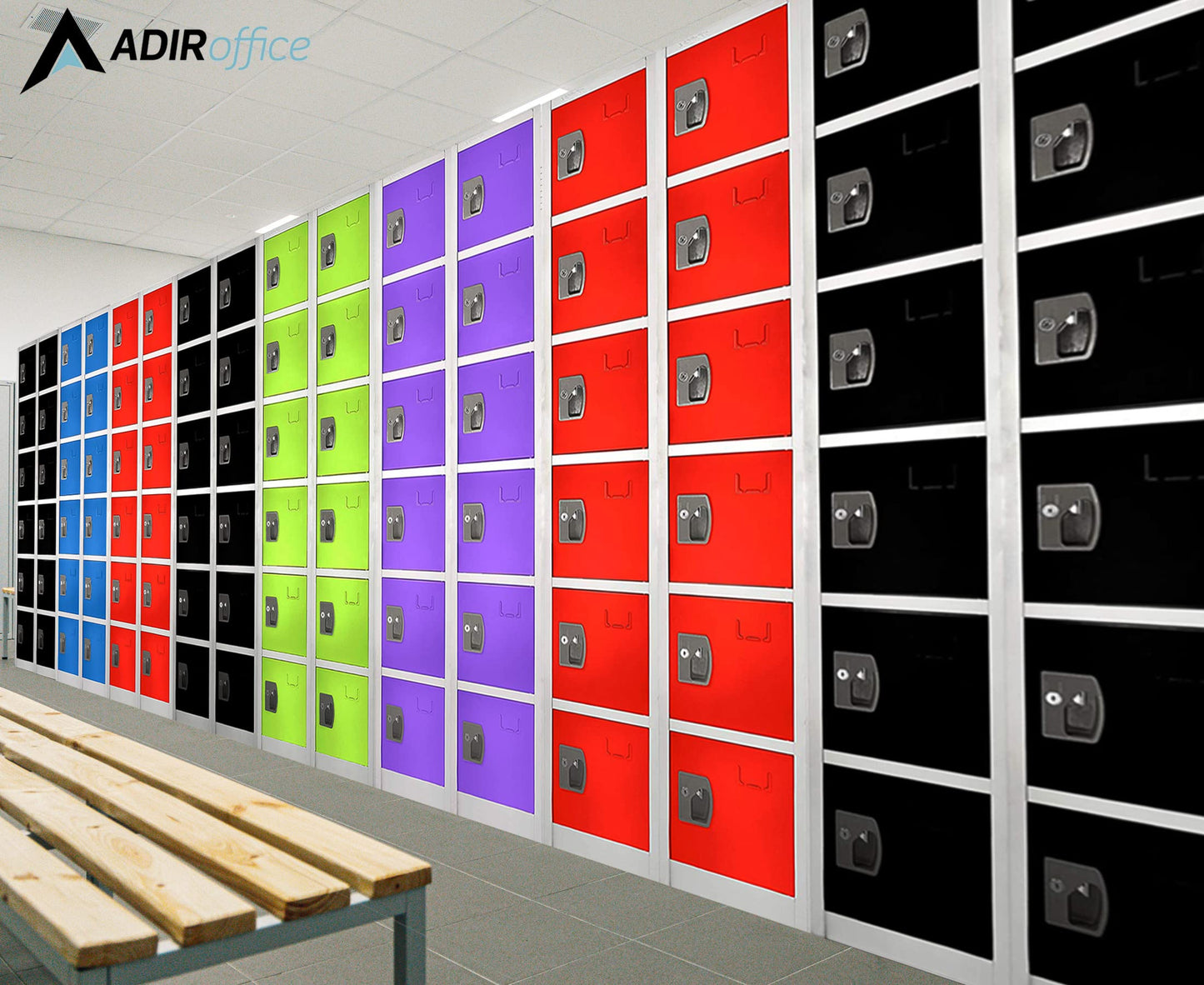 AdirOffice Large School Locker with 6 Doors 6 Hooks Storage Locker for Garage Storage - Office Storage Lockers (6 Door, Green)