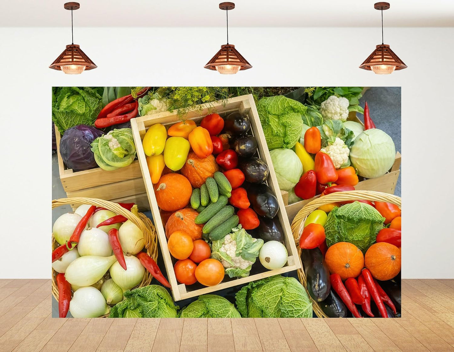 KeyWork 10x7ft Commercial Restaurant Food Photography Backdrop,Professional Cafe Interior Scene,Fresh Produce Display