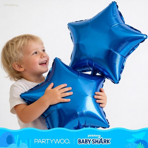Baby Shark | PartyWoo Blue Foil Number 3 Balloon - 18 Inch Mylar Helium Birthday Decor for Kids