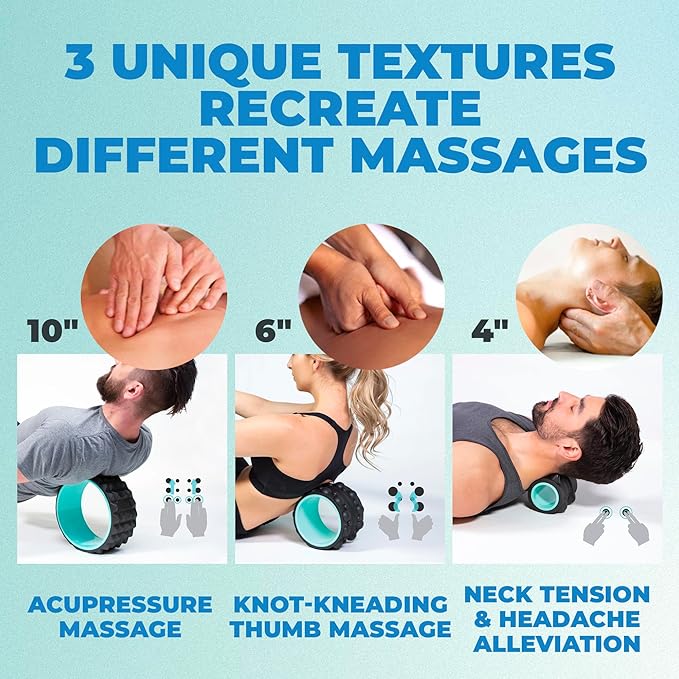 Chirp Wheel XR 3-Pack - 10??Acupressure, 6??Knot-Kneading Thumb, 4??Neck & Headache Relief, High Density Foam Massage Roller Set for Deep Tissue Back Roller & Muscle Therapy, Supports 500lbs, Mint