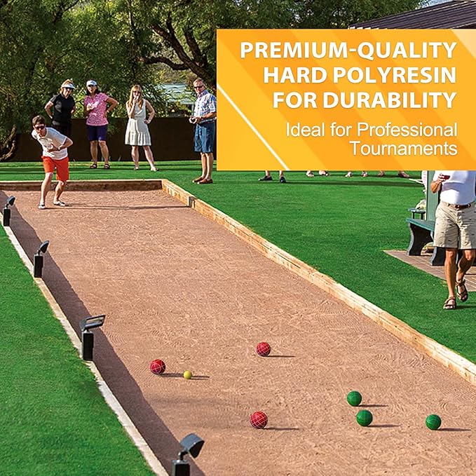 Professional Grade 107mm Bocce Ball Game Set Regulation Size and Weight 920g for Official Tournaments (Red and Green)