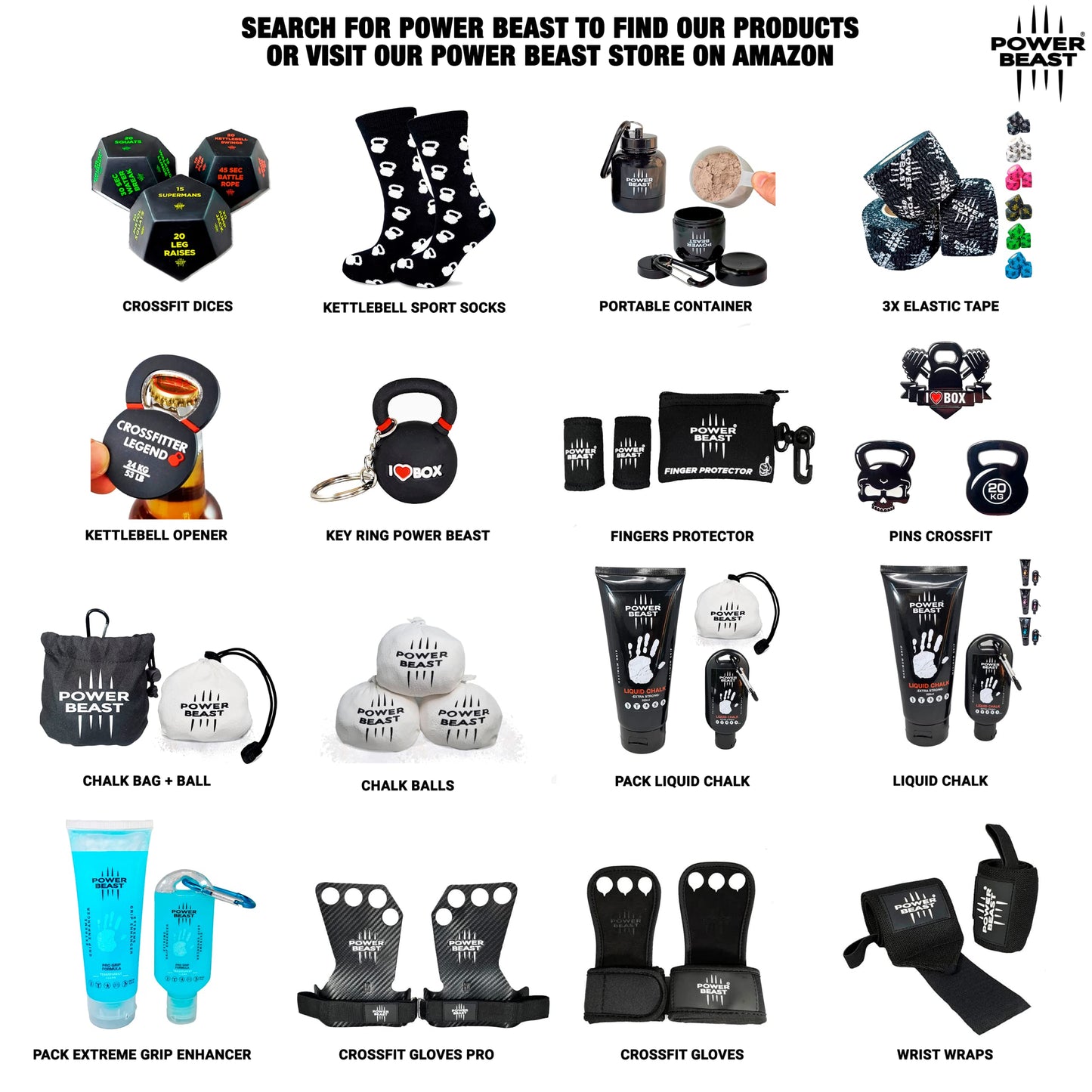 POWER BEAST Refillable Chalk Ball + Bag, Boulder Chalk, Sport Chalk, Gymnastics, Rock Climbing, Bouldering, Weightlifting, Climbing, Pole Dance, Bodybuilding, Tennis, Padel, Cross Training, Gym.