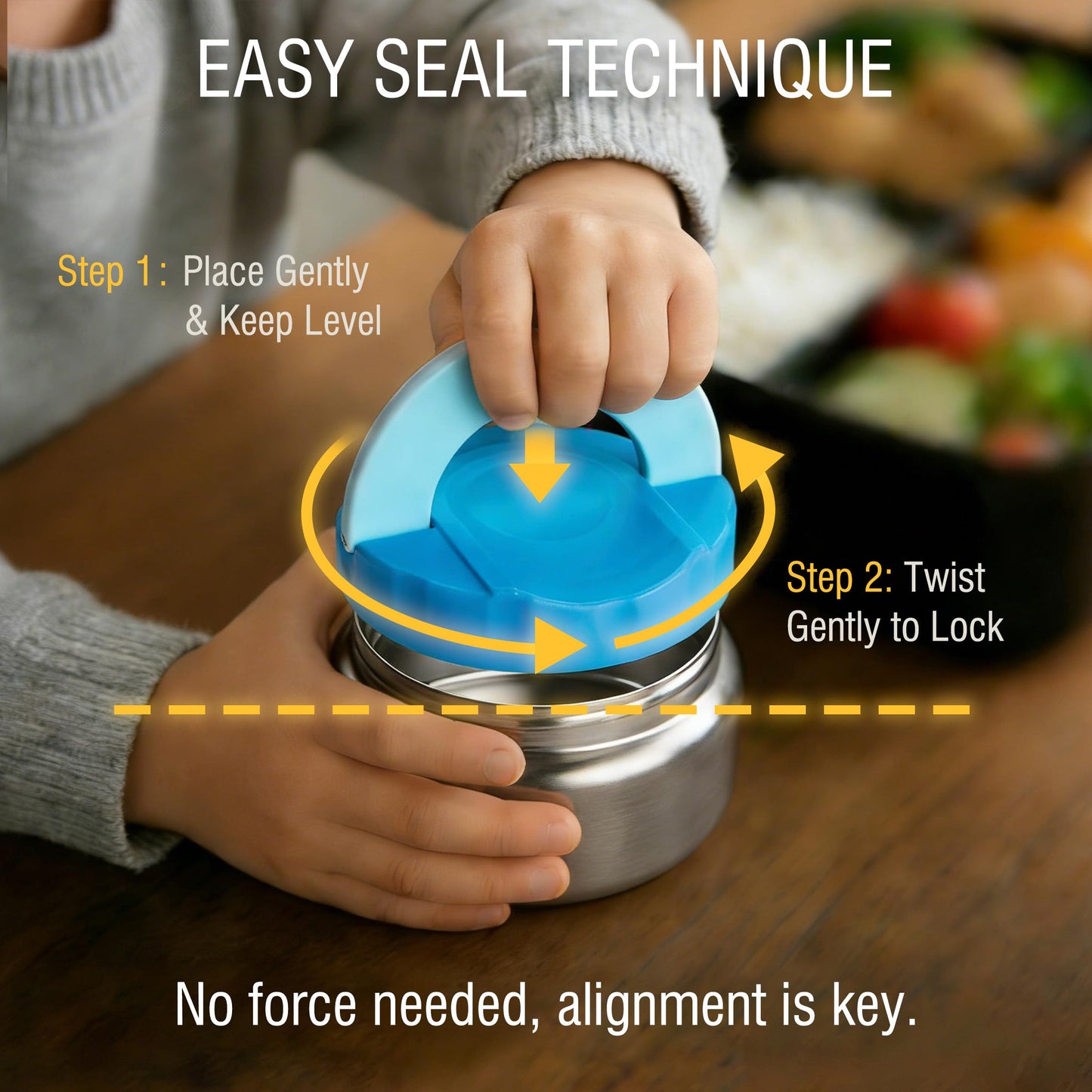 TinyPalsa Bento Box for Kids with 10oz Insulated Food Jar, Leak-Proof Kids Lunch Box with Thermal Food Container, 3 Compartments, Portable Handle, Dishwasher Safe, Ideal for School & Travel (Blue)