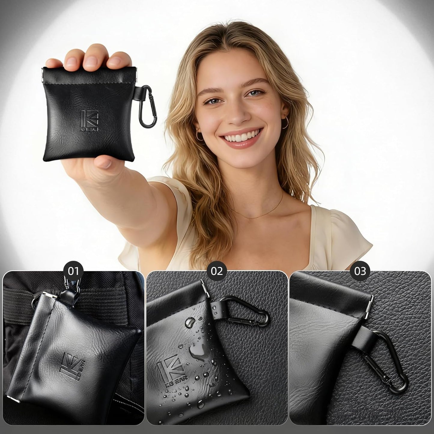 YINYOO 1PCS BP01 ZS10 1PCS) KBEAR Plus in Ear Monitor Case for IEMS, Mini Portable PU Leather Headphones Case