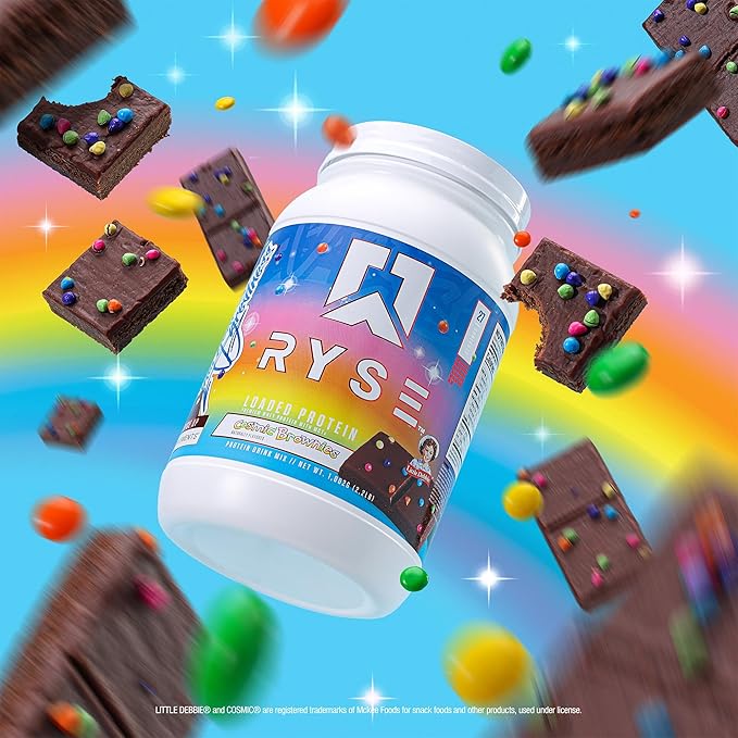 RYSE Loaded Protein Powder - Little Debbie Cosmic Brownie - 25g Whey Protein Isolate & Concentrate with Prebiotic Fiber & MCTs - Low Carb, Low Sugar, Digestive-Friendly - 54 Servings / 4 lb Tub