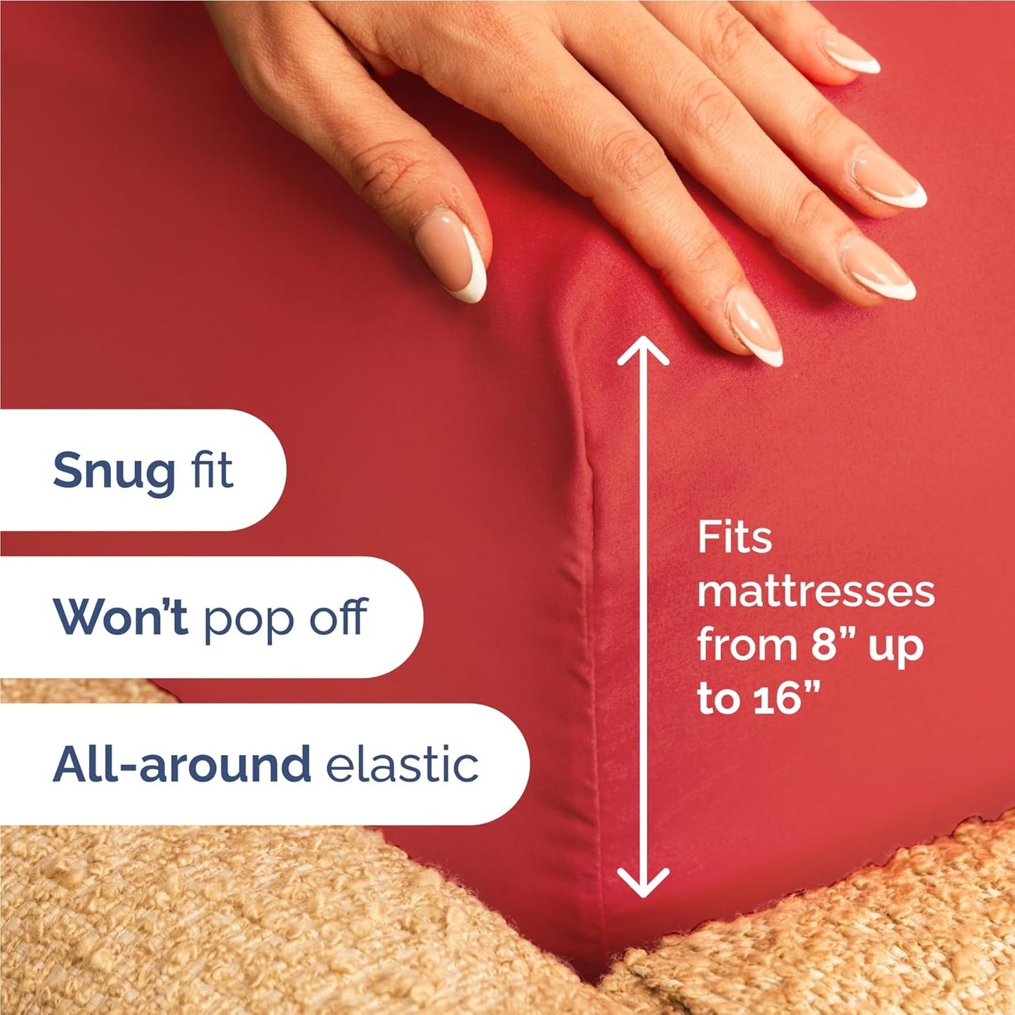 Skiennix Full Size 4-Piece Sheet Set - Comfy Cooling Bed Sheets | Ultra-Soft, Deep Pockets, Red