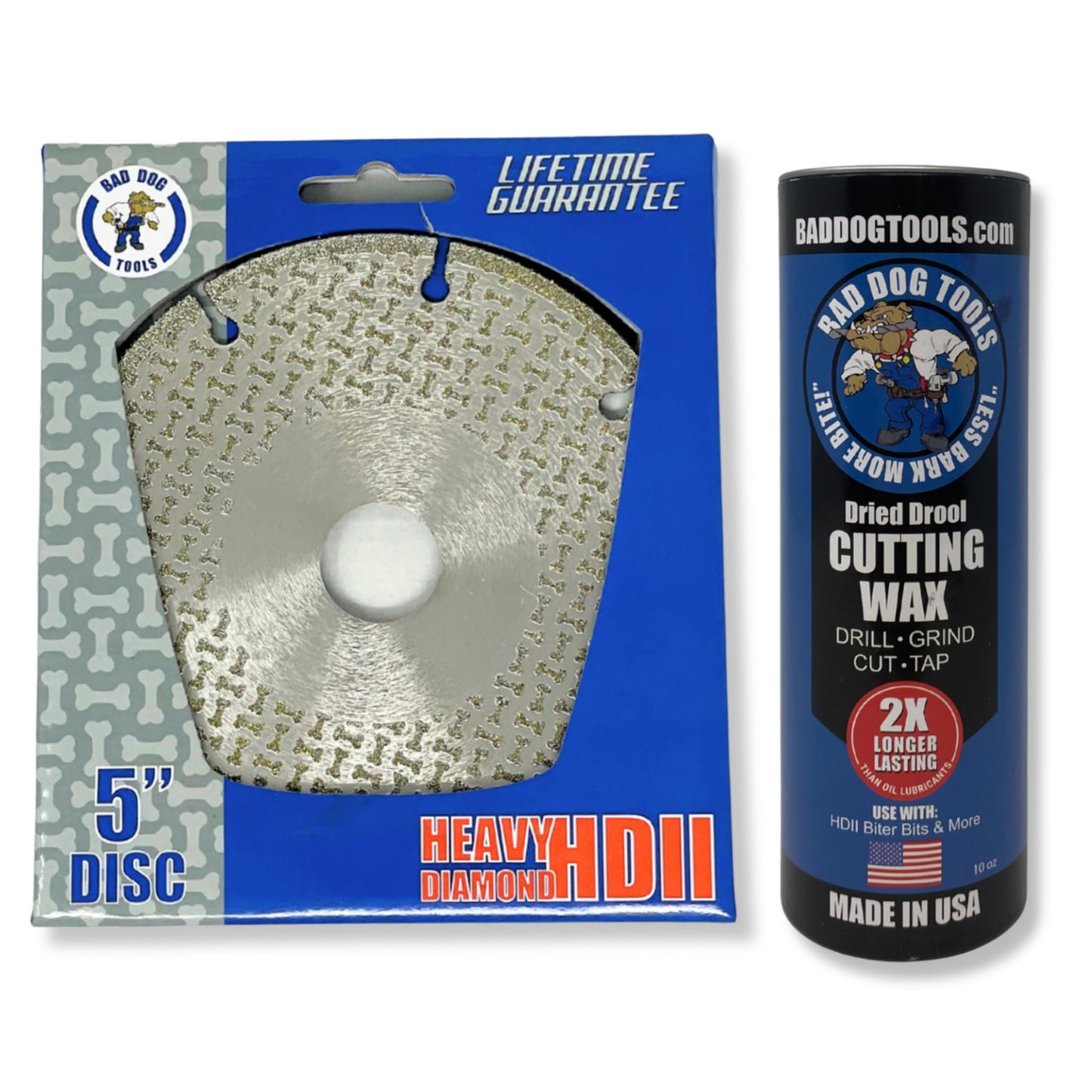 Bad Dog 5" HDII + Cutting Wax: Diamond Wheel for Grinding, Sanding, and Cutting + Wax Lubricant.