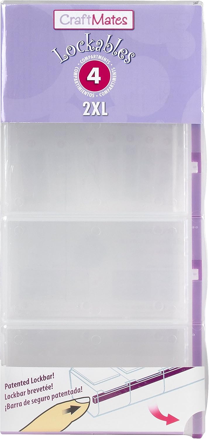 Craft Mates Bead Organizer - Versatile Plastic Storage Container with 4 Locking Compartments (2XL)