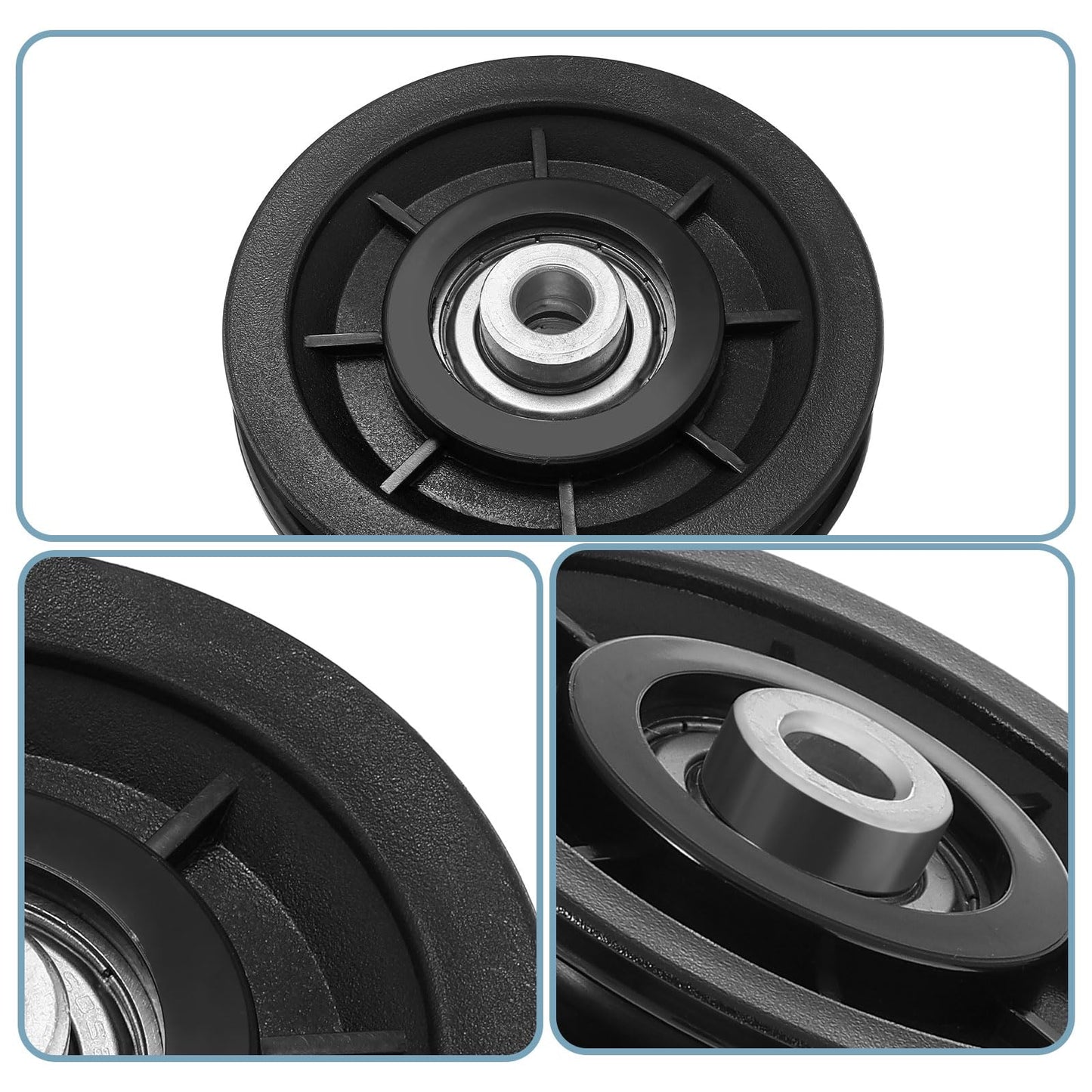 mekueeex 90mm/3.5" Universal Nylon Bearing Pulley Wheel Replace for Gym Equipment Part Cable Merchine, Wearproof Abration Bearing Pulley, Gym Equipment and Garage Door Pulley System(8 PCS)