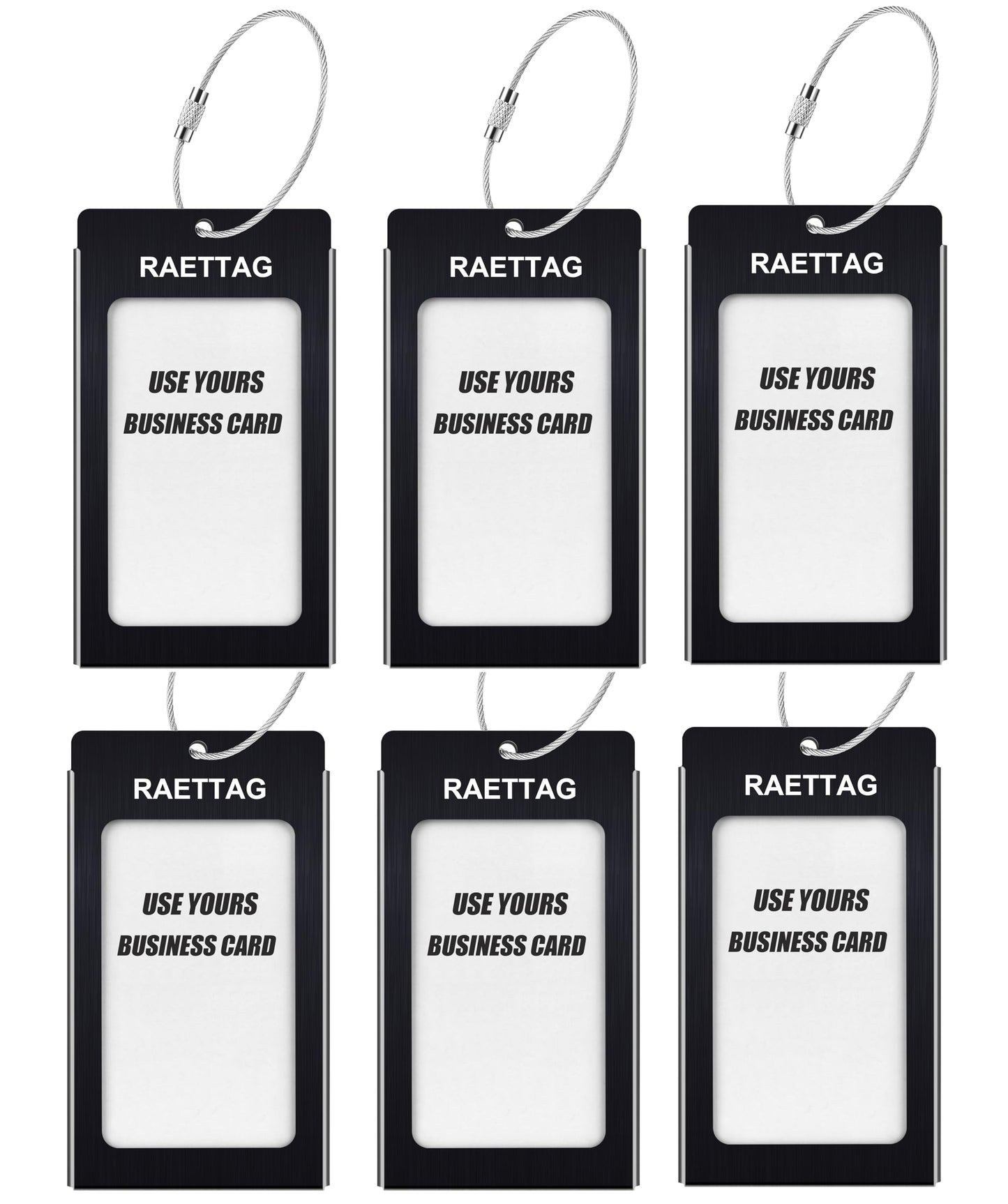 WeBravery Luggage Tags Metal Suitcase Tags Travel Bag ID Identifier Luggage Tag (Black 6-Pack)