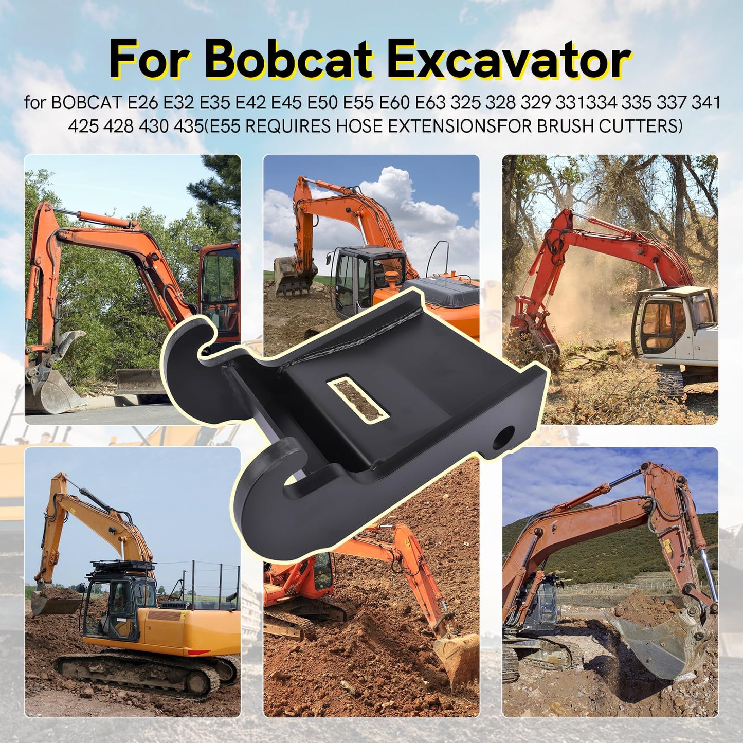 Jeonz X-Change Coupler Bracket for Bobcat Mini Excavator Attachments, Quick Attach Bucket Mount, Black Hardened Steel, Durable and Corrosion-Resistant, Fits Bobcat E-Series Models.