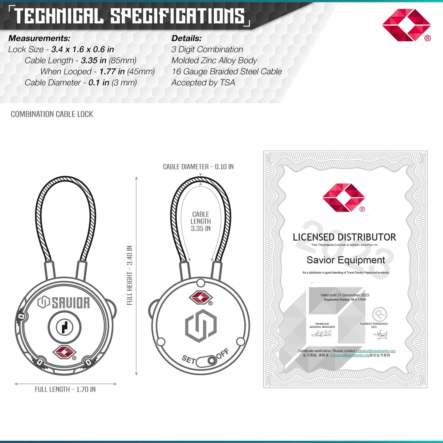 Savior Equipment Quality TSA-Approved 3-Digit Combination Cable Travel Luggage Locks for Rifle Bag Firearm Gun Case Accessories Ammo Boxes Outdoor Storage, Savior Teal, 4-Pack