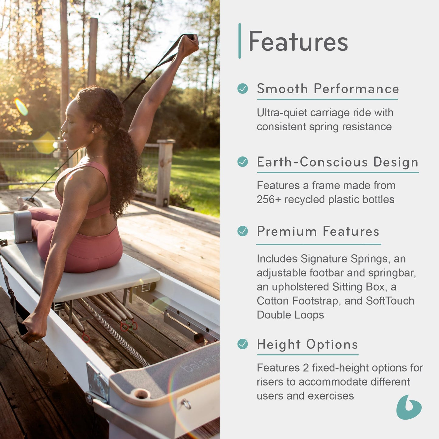Balanced Body Bravo Reformer, Pilates Apparatus for Studio and Home Workouts, Dove