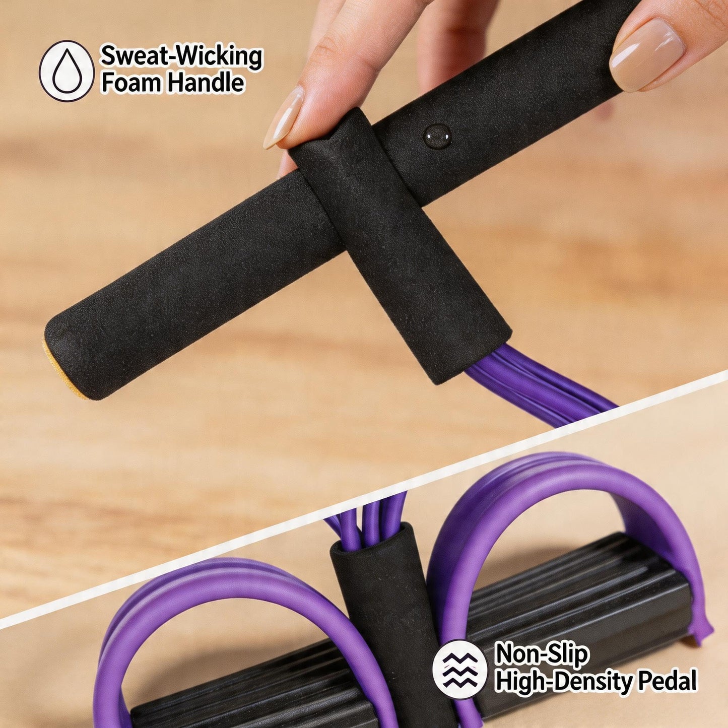 2 Packs Pedal Resistance Bands with Handles, 6 Tube Pedal Resistance Device, Multifunctional Pedal Resistance Band for Abdominal Workout, Portable Multi Function Tension Rope for Full Body Exercise