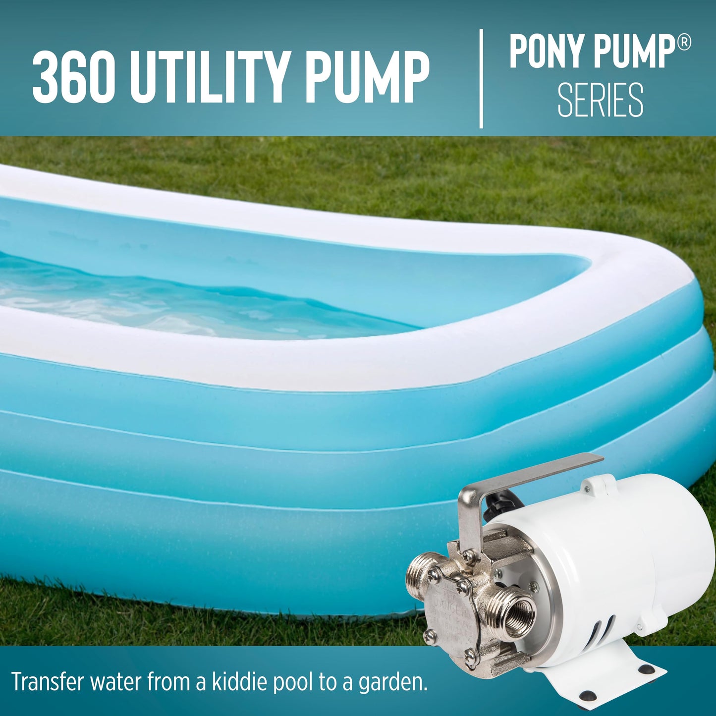 Little Giant 360 115V, 360 GPH, 1/10 HP, Plated Brass Non-Submersible Multi-Purpose Utility Water Transfer Pony Pump with 6-Ft. Cord, White, 555112
