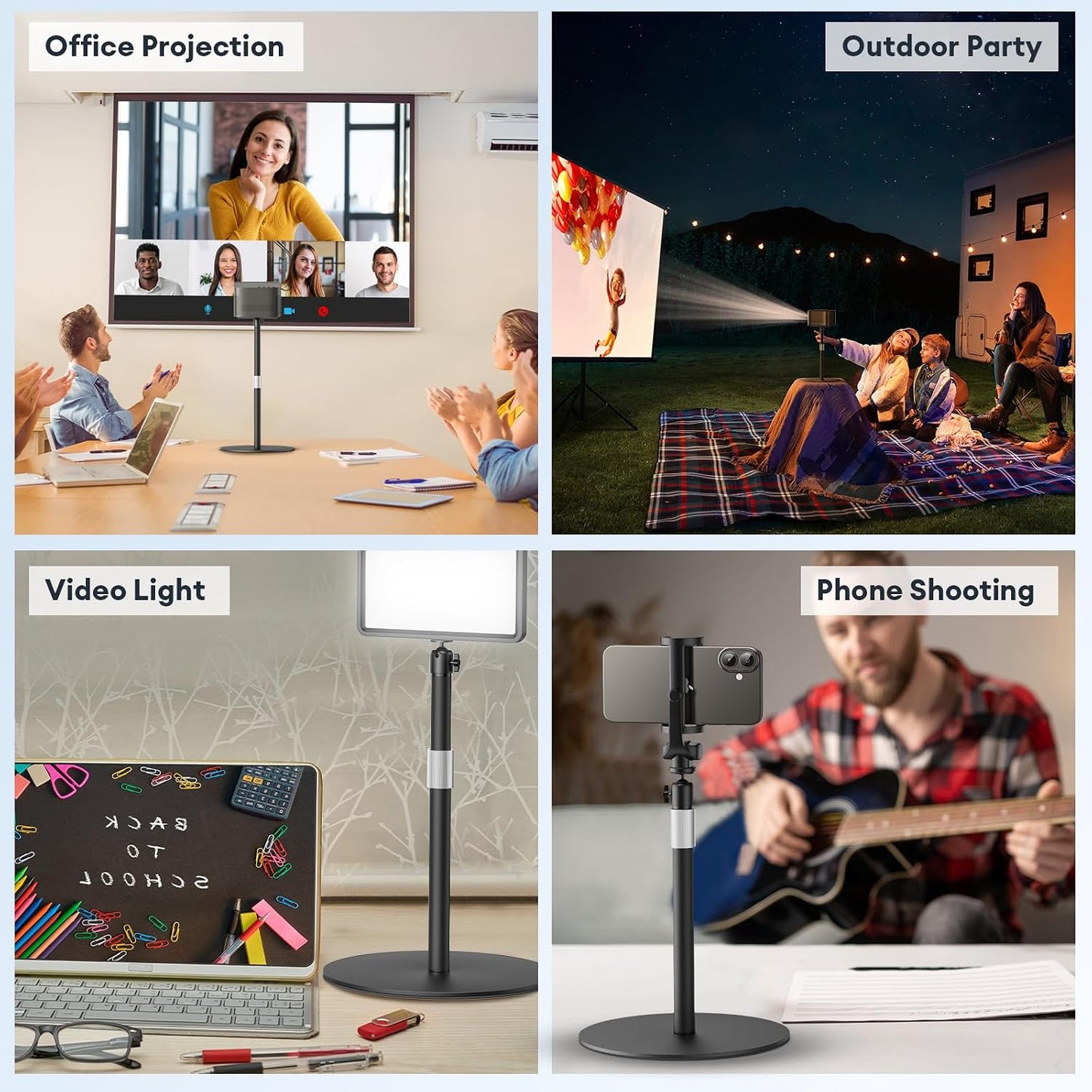 SuppoHold 1/4'' 11.8''~18.5'' Projector Mount Stand Compatible with Nebula/XGIMI/TMY/HAPPRUN and More, Metal Base