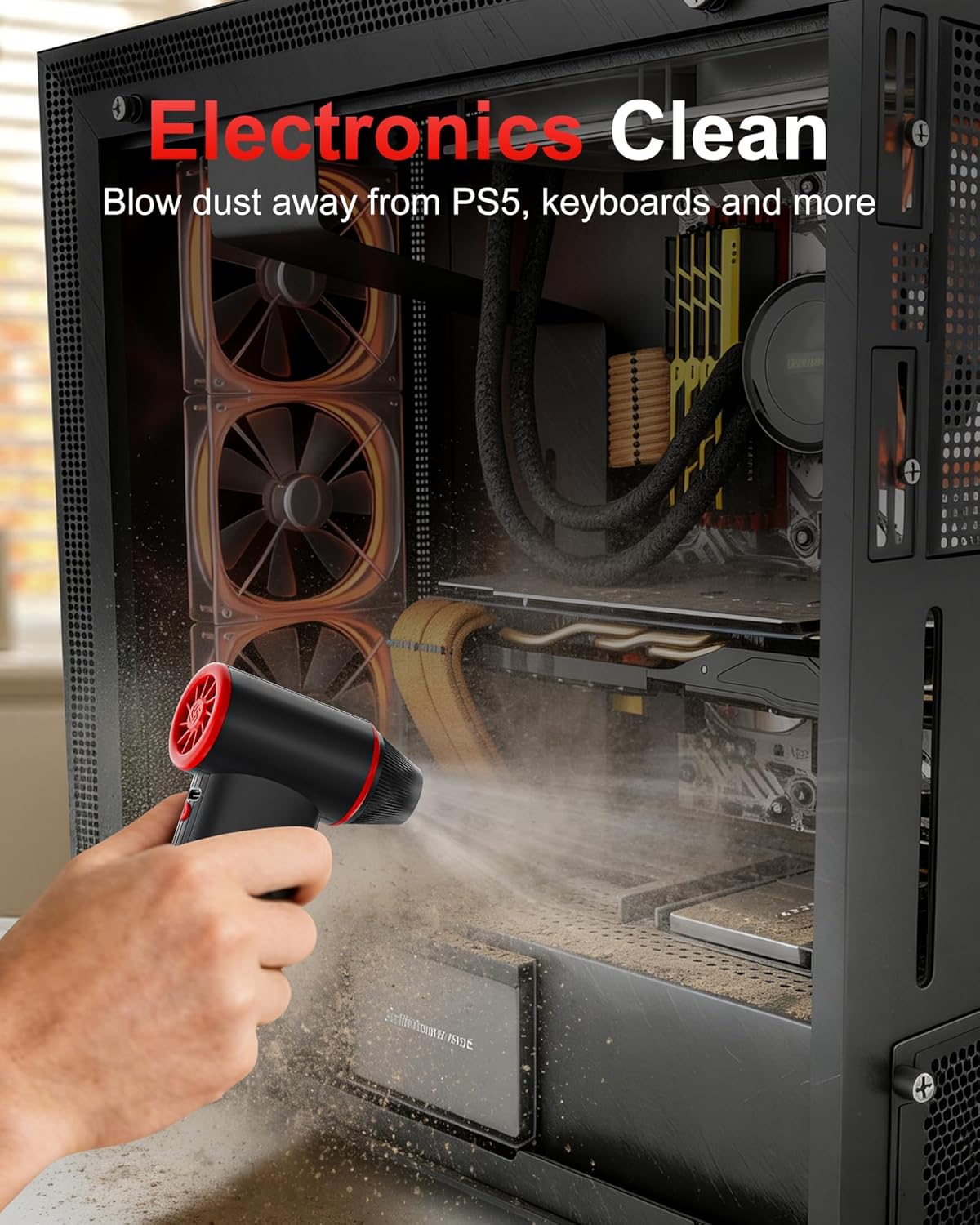 F3 150000RPM 3-Gear GOOLOO Compressed Air Duster, Duster for Cleaning, Rechargeable Electric Air Blower with Fast