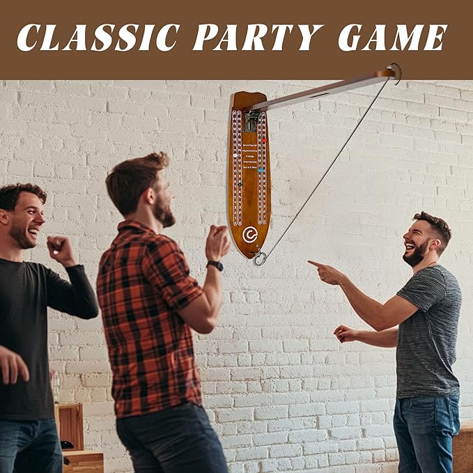 Ring Toss Game – Hook and Ring Game with Foldable Arm for Indoor and Outdoor Fun, Perfect for Game Rooms