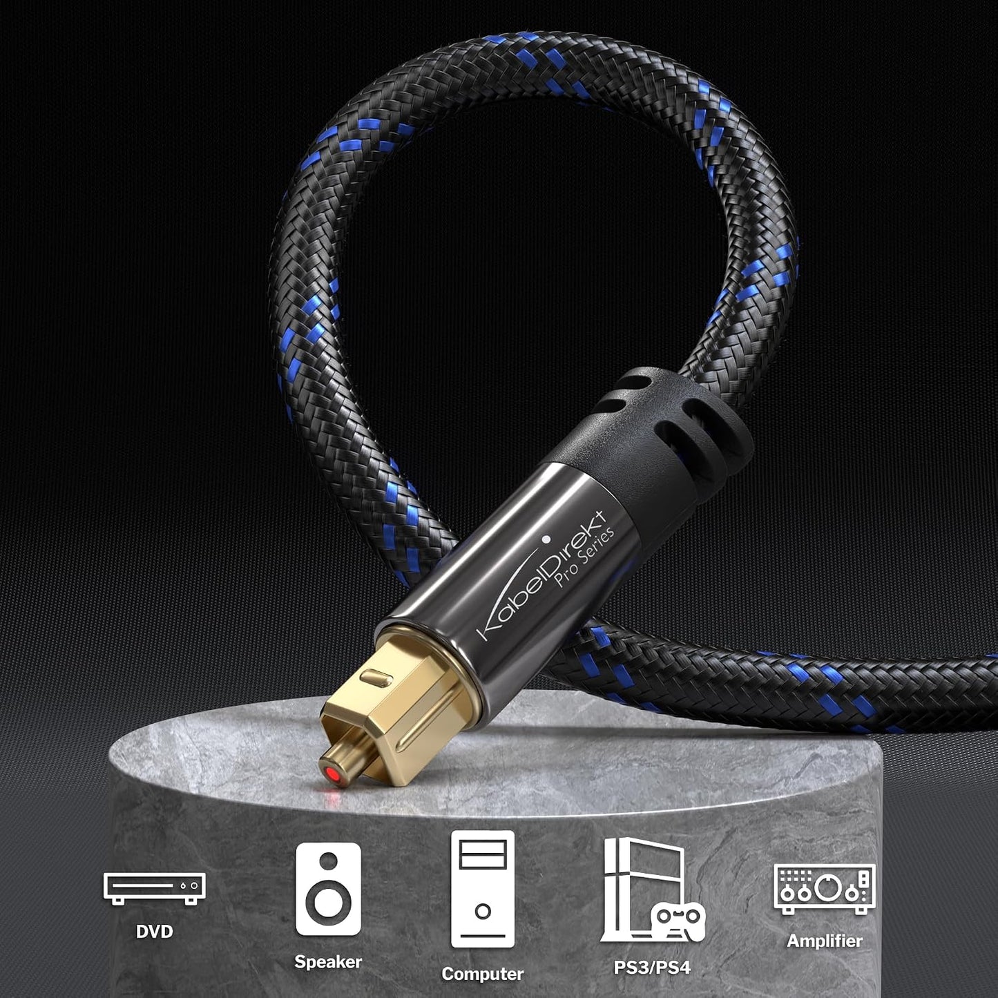 3ft XBO/PS4) KabelDirekt TOSLINK Optical Audio Cable, Nylon Braided Fiber Optic Lead for soundbars (Digital S/PDIF