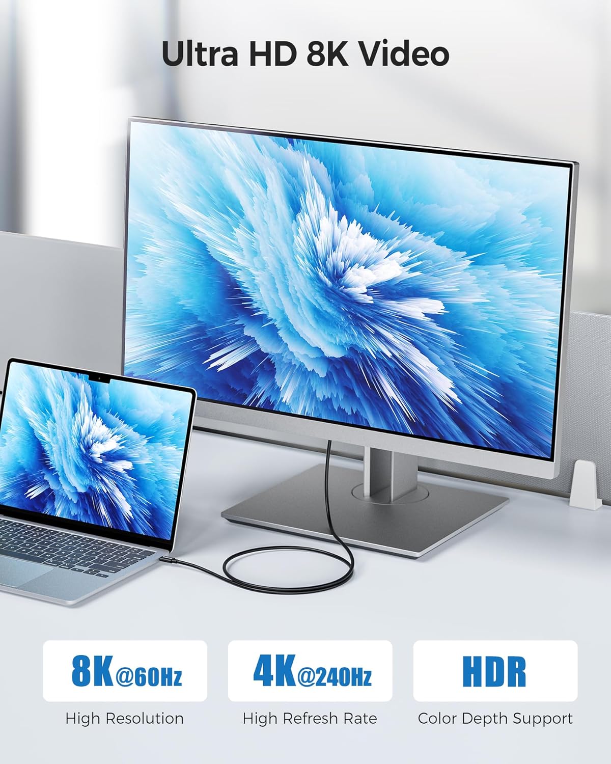 40Gbps 4 1ft 8K 240W 0.3m, USB4, 3 Cable Matters [Intel Certified] Thunderbolt Cable with Video and Charging