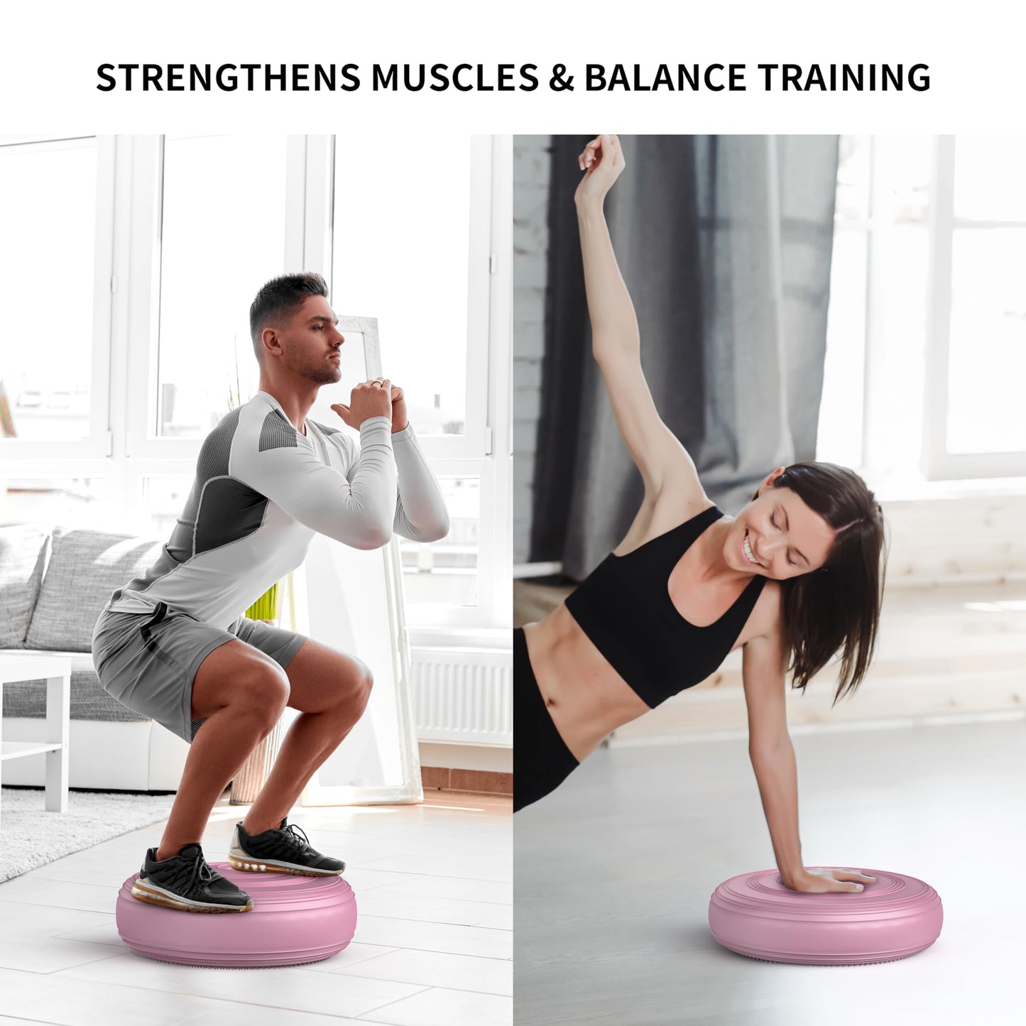 FITMIND Inflated Wobble Cushion,Dyna Disc,Circular Non-slip Texture for Comfortable Sitting,Wiggle Seat to Improve Posture, Fitness, Stability for Sensory Kids Adults,Balance Seat with Pump for Core Strength