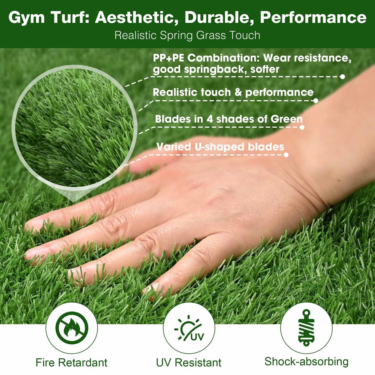 Yescom 4x20FT Gym Turf Artificial Grass Rug Exercise Mat for Sled Track Flooring