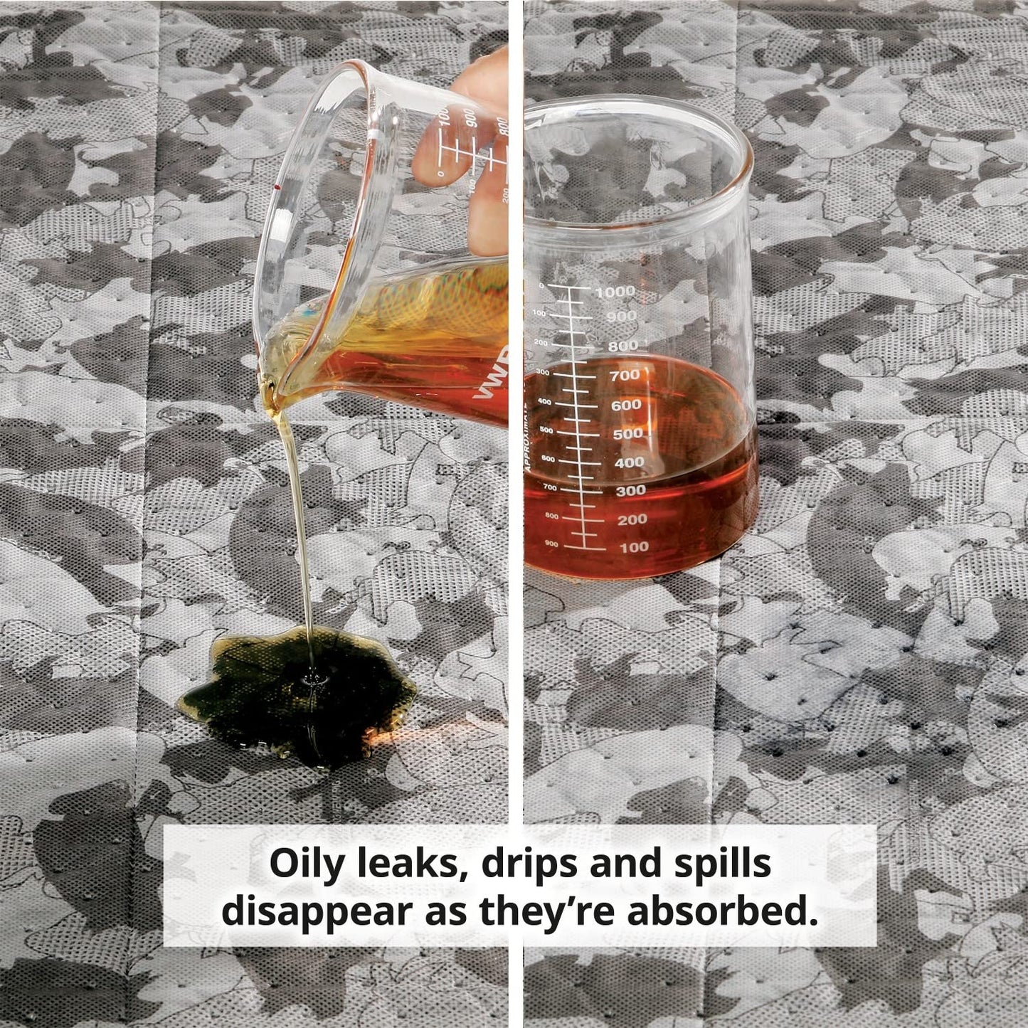 PIG Gray Ham-O Absorbent Mat Pad in Dispenser Box, 33 oz Absorbency Per Pad, Conceals Absorbed Leaks & Drips, Heavyweight, 100 (20" x 16") Pads Per Box, MAT142