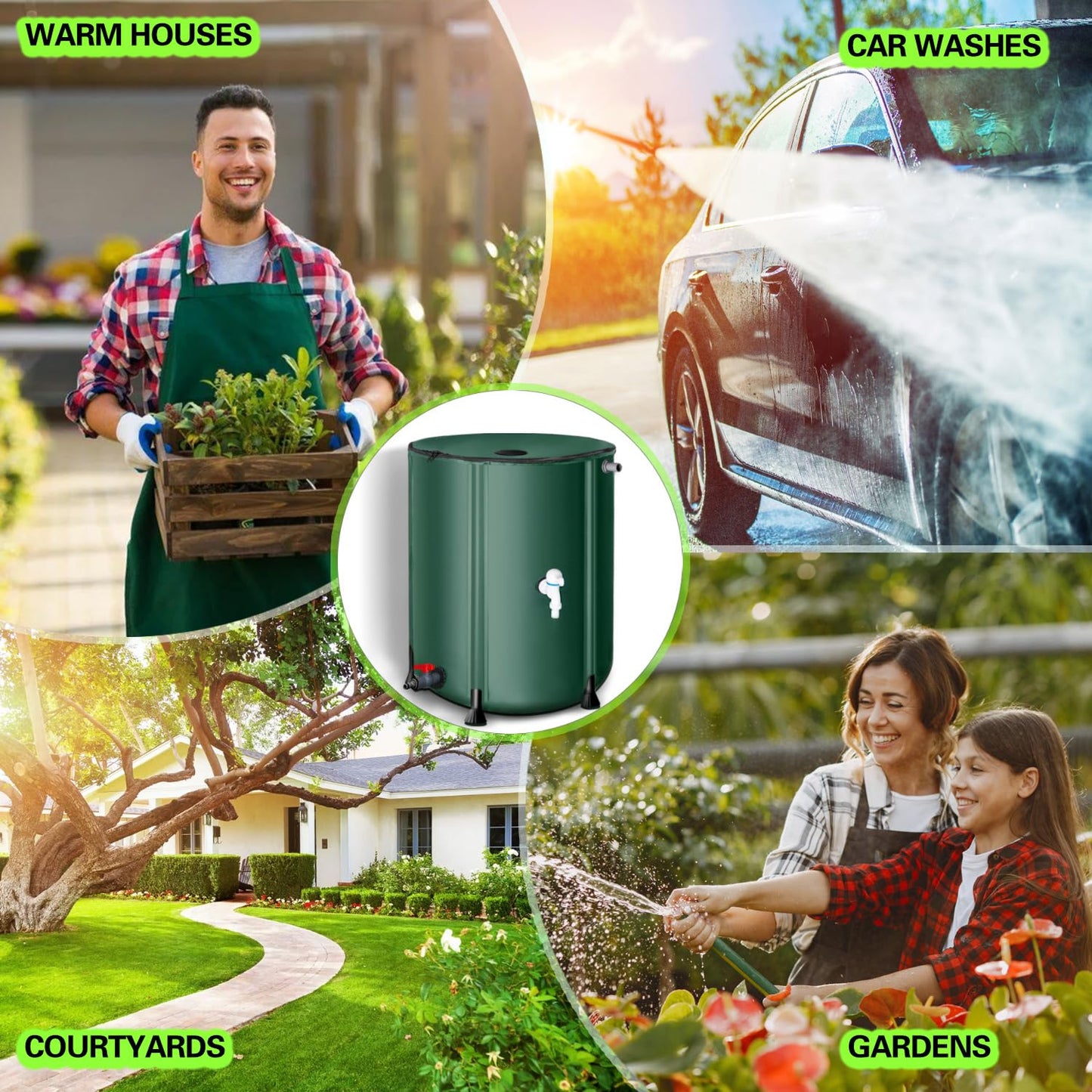 200 Gallon Collapsible Rain Barrel, Foldable Outdoor Water Tank with Faucet, for Garden Irrigation Water Storage (200Gal)